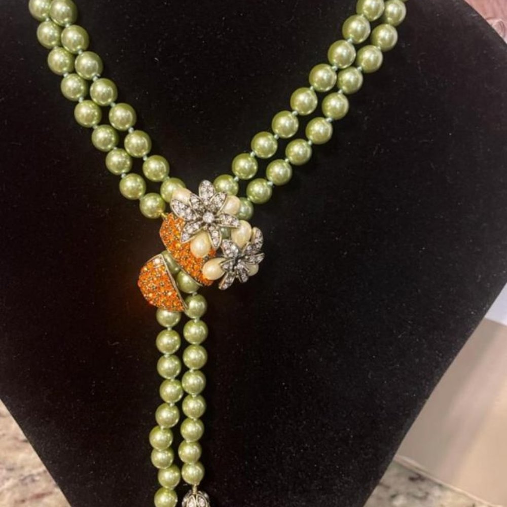 Heidi Daus Orange Blossom Beaded Drop Necklace